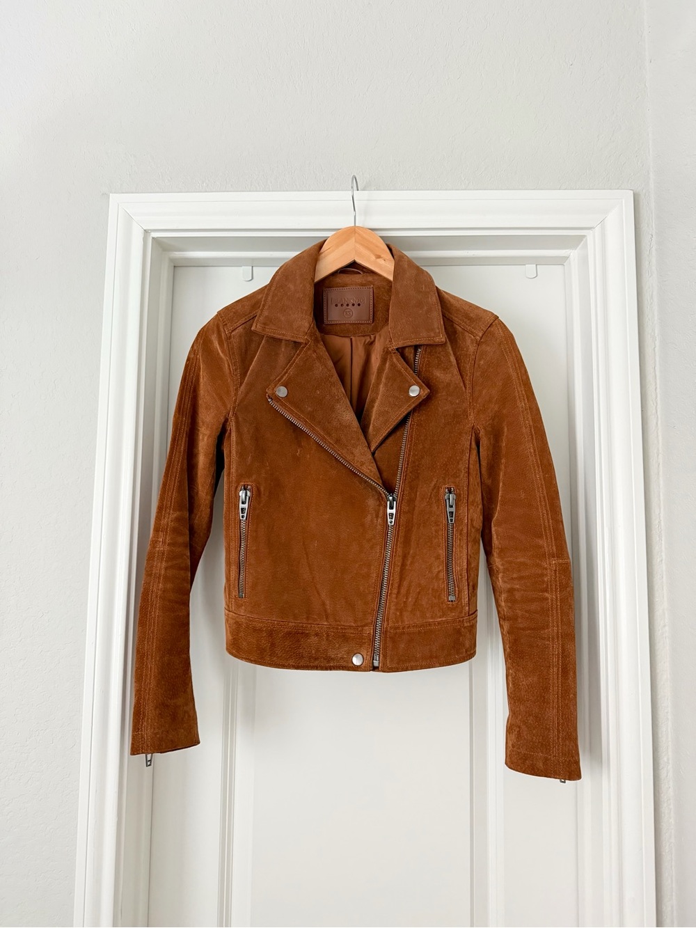Blank NYC Leather Moto Suede 100% Leather Brown Jacket XS